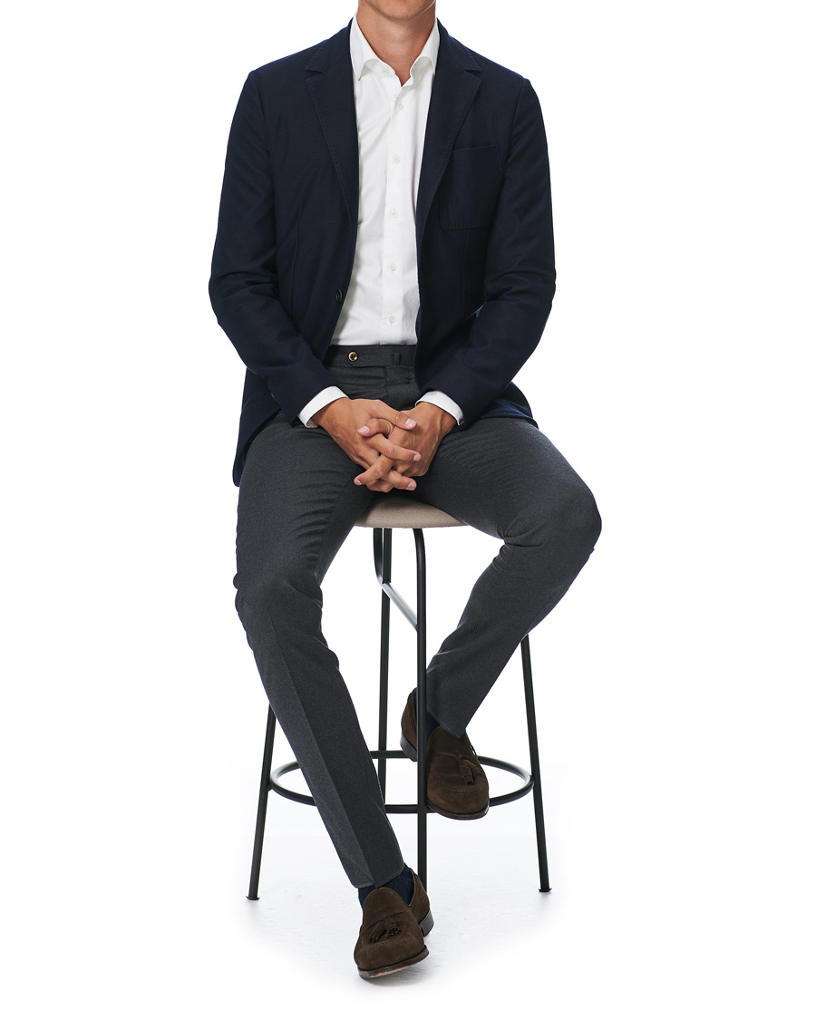 Herre | Dressjakker | Canali | Structured Wool Jersey Blazer Navy