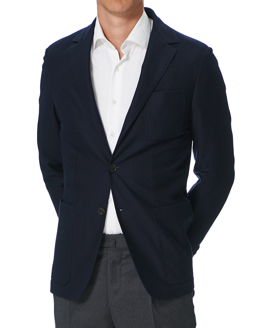 Herre | Dressjakker | Canali | Structured Wool Jersey Blazer Navy