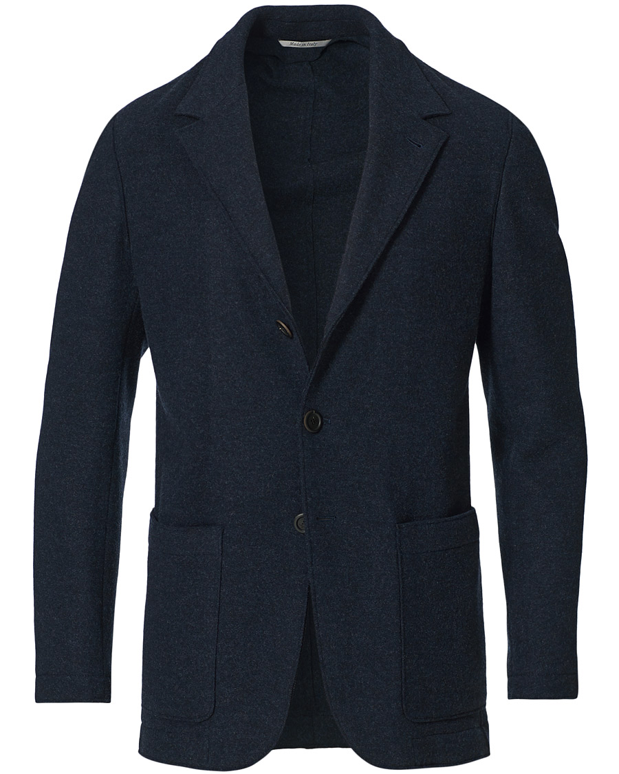 Herre | Dressjakker | Canali | Soft Wool Jersey Jacket Navy Melange
