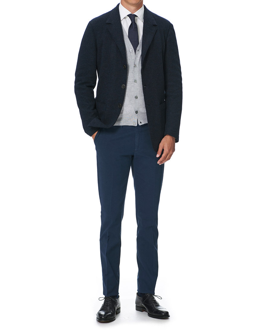 Herre | Dressjakker | Canali | Soft Wool Jersey Jacket Navy Melange