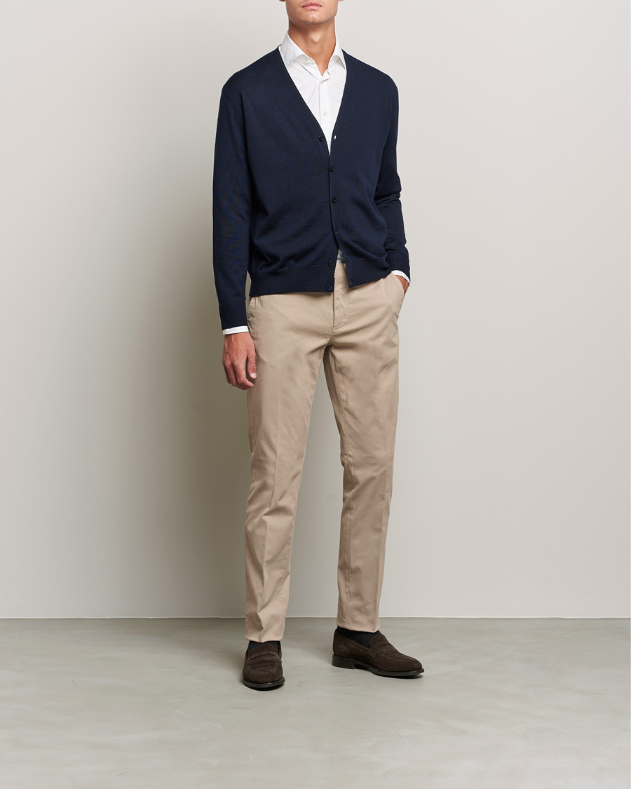 Herre | Gensere | Canali | Merino Wool Cardigan Navy