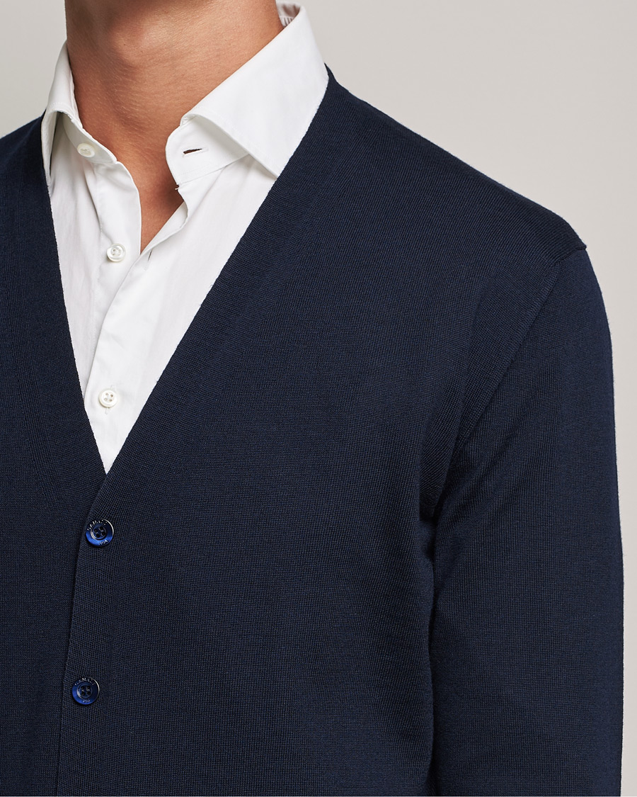 Herre | Gensere | Canali | Merino Wool Cardigan Navy