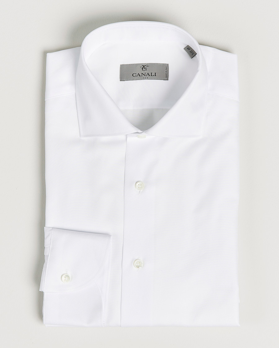 Herre |  | Canali | Slim Fit Cut Away Shirt White
