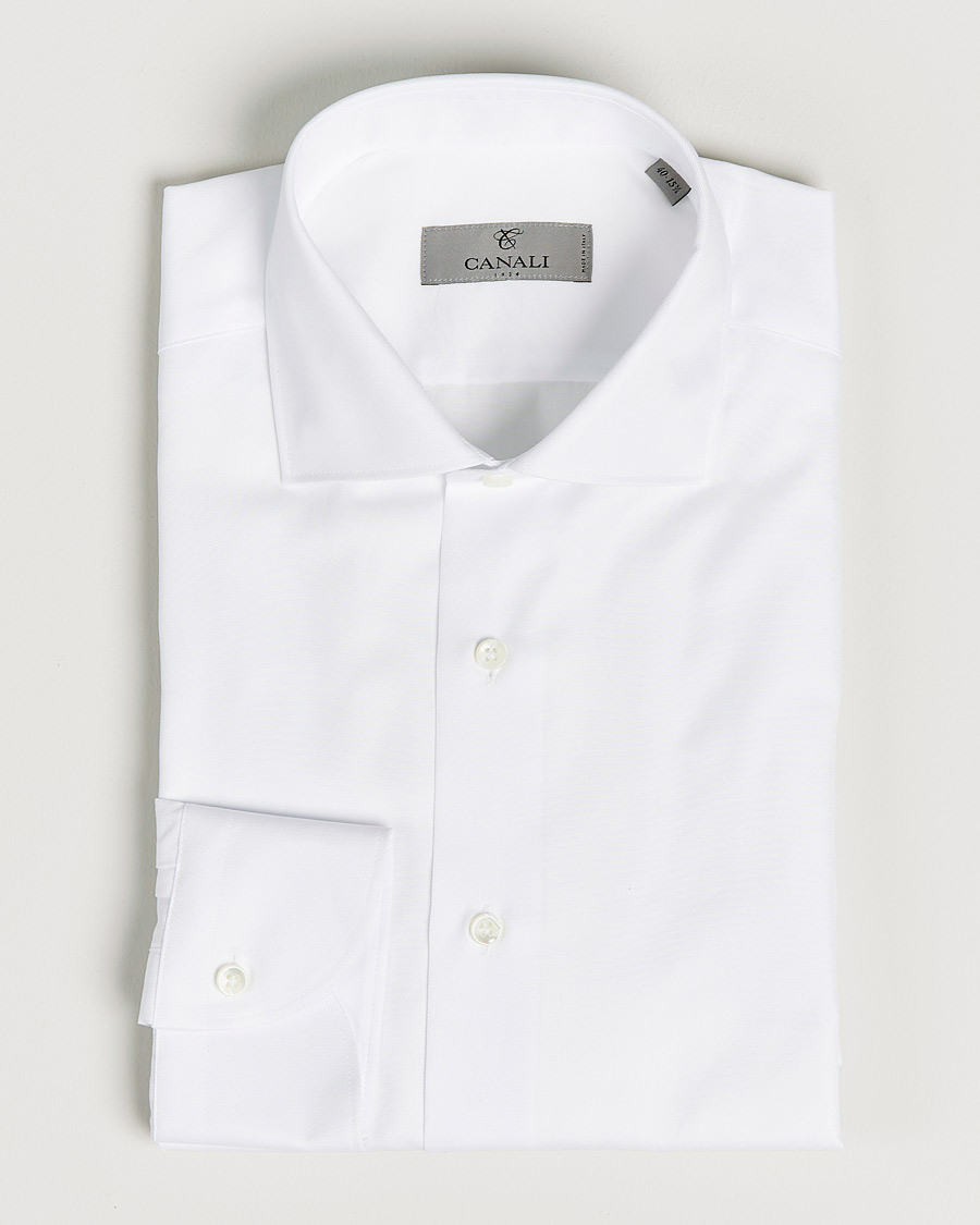 Herre | Skjorter | Canali | Slim Fit Cotton Shirt White