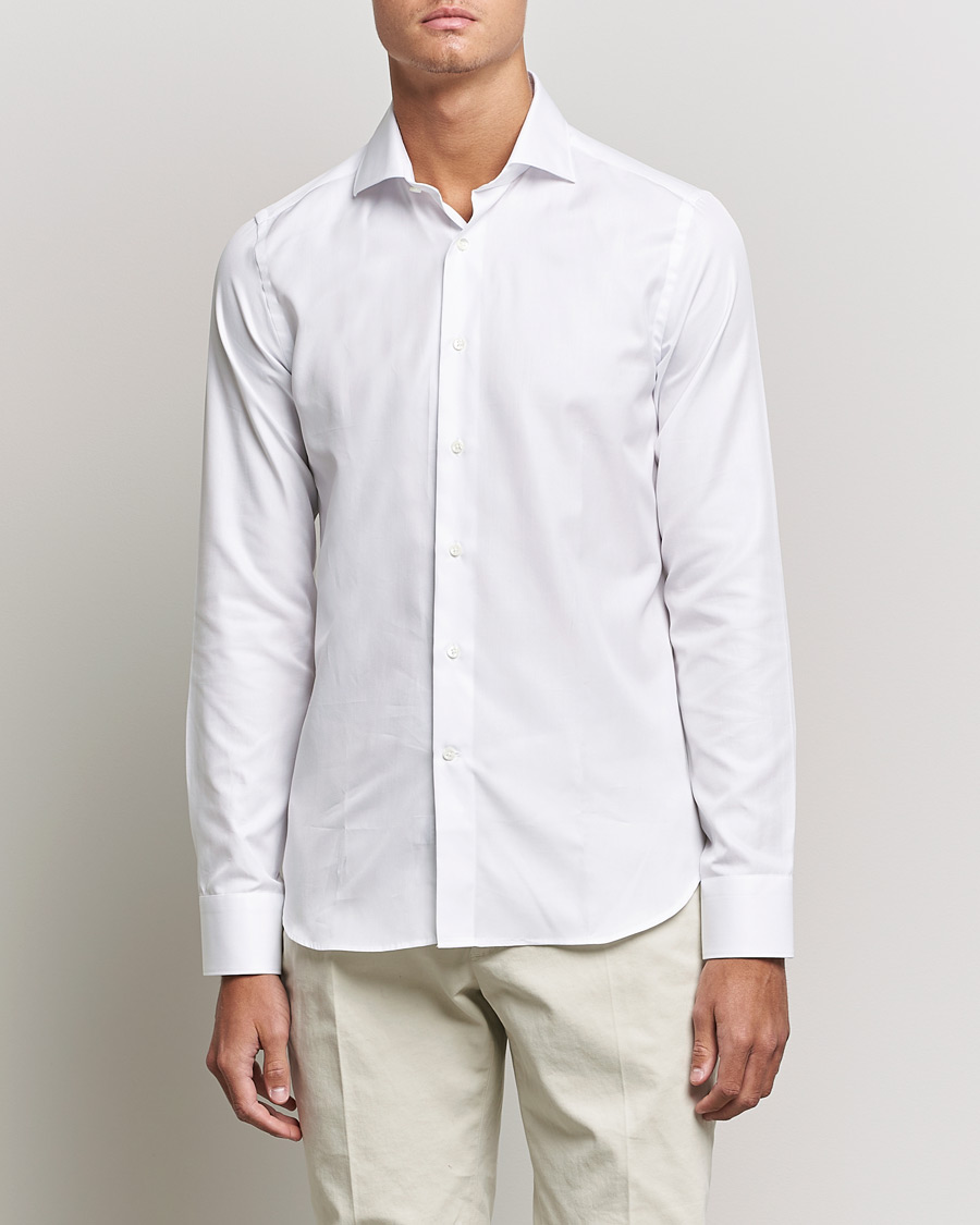Herre | Skjorter | Canali | Slim Fit Cotton Shirt White