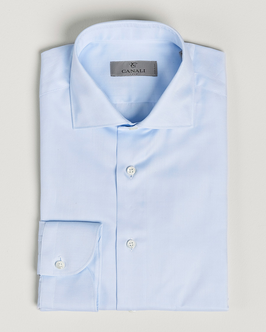 Herre | Skjorter | Canali | Slim Fit Cotton Shirt Light Blue