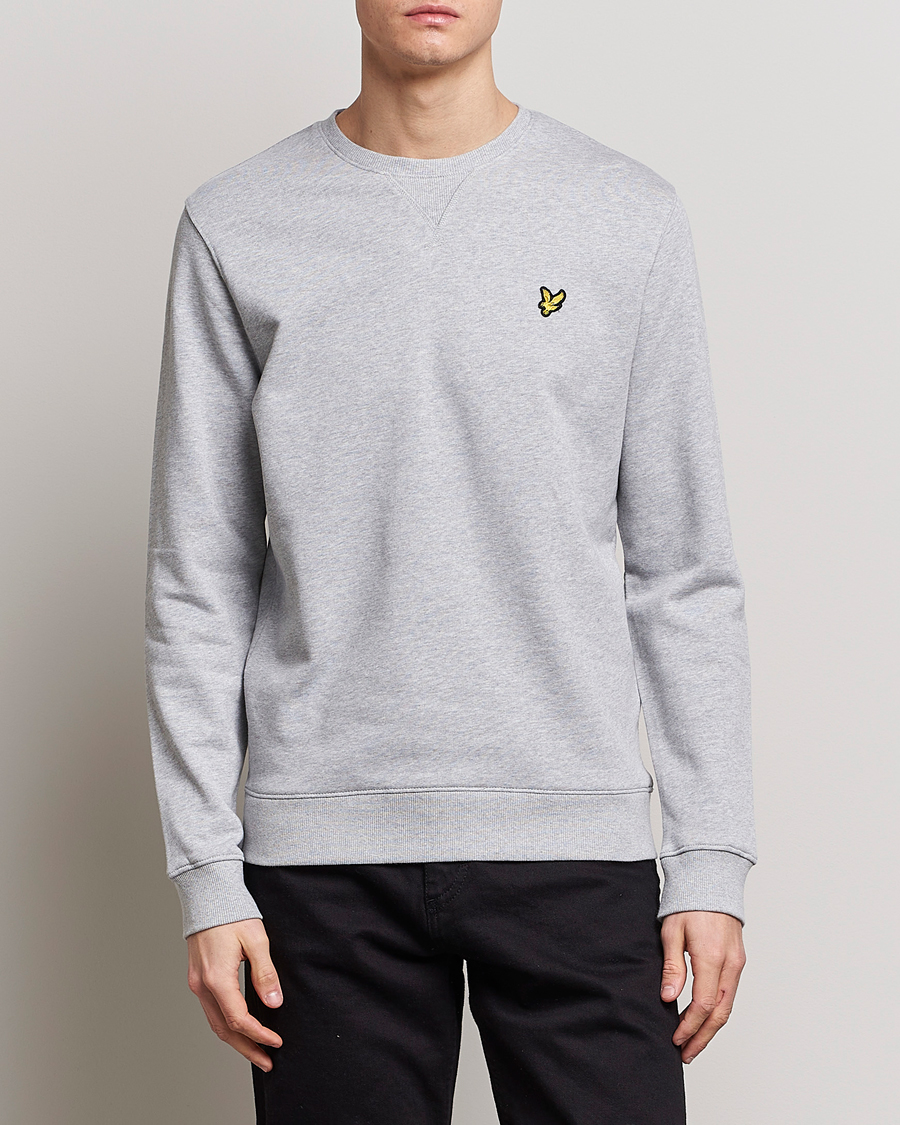 Herre | Grå gensere | Lyle & Scott | Crew Neck Cotton Sweatershirt Light Grey Marl