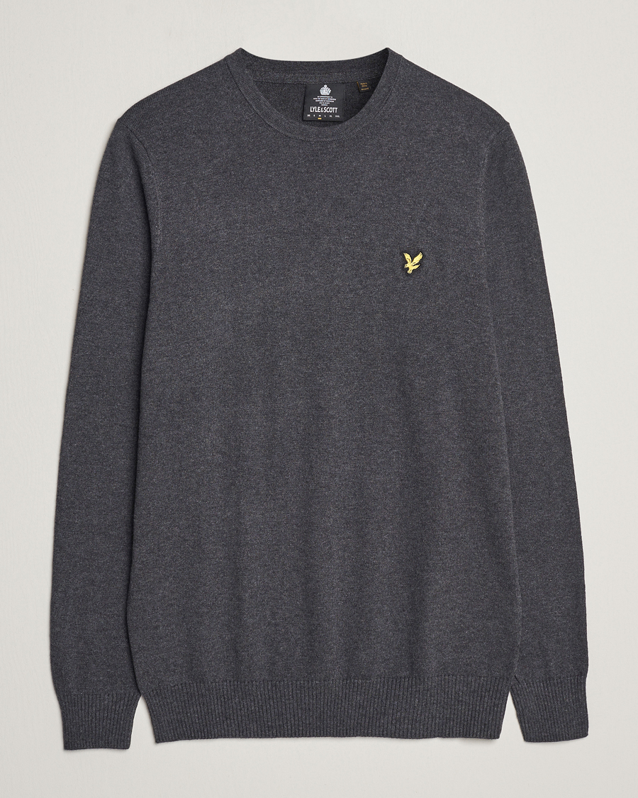Herre | Gensere | Lyle & Scott | Cotton/Merino Crew Neck Jumper Charcoal Marl