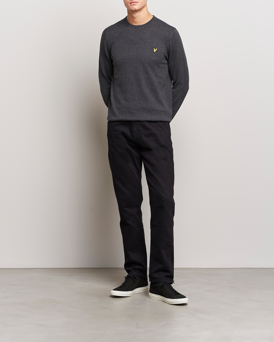 Herre | Gensere | Lyle & Scott | Cotton/Merino Crew Neck Jumper Charcoal Marl
