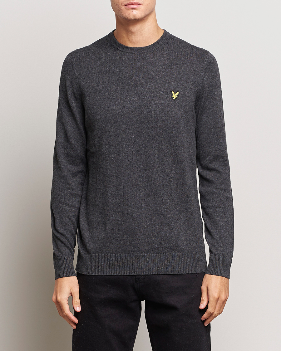 Herre | Gensere | Lyle & Scott | Cotton/Merino Crew Neck Jumper Charcoal Marl
