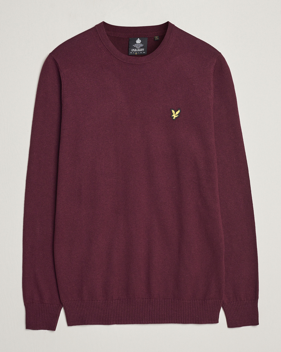 Herre | Gensere | Lyle & Scott | Cotton/Merino Crew Neck Jumper Burgundy