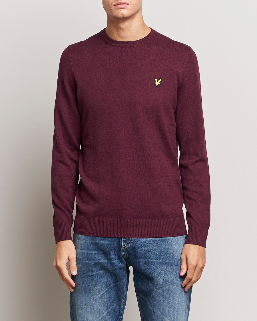 Herre | Gensere | Lyle & Scott | Cotton/Merino Crew Neck Jumper Burgundy