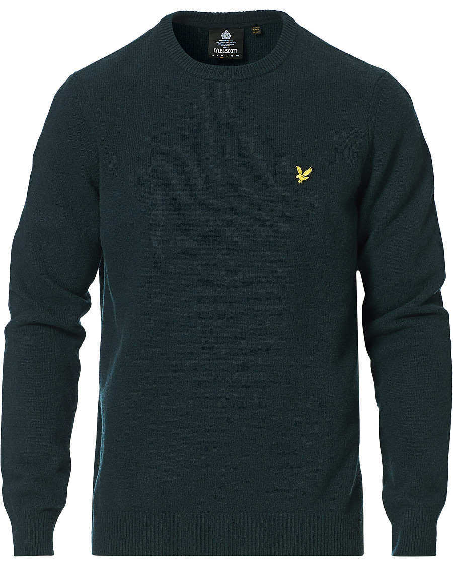 Herre | Gensere | Lyle & Scott | Lambswool Crew Neck Pullover Dark Green Marl
