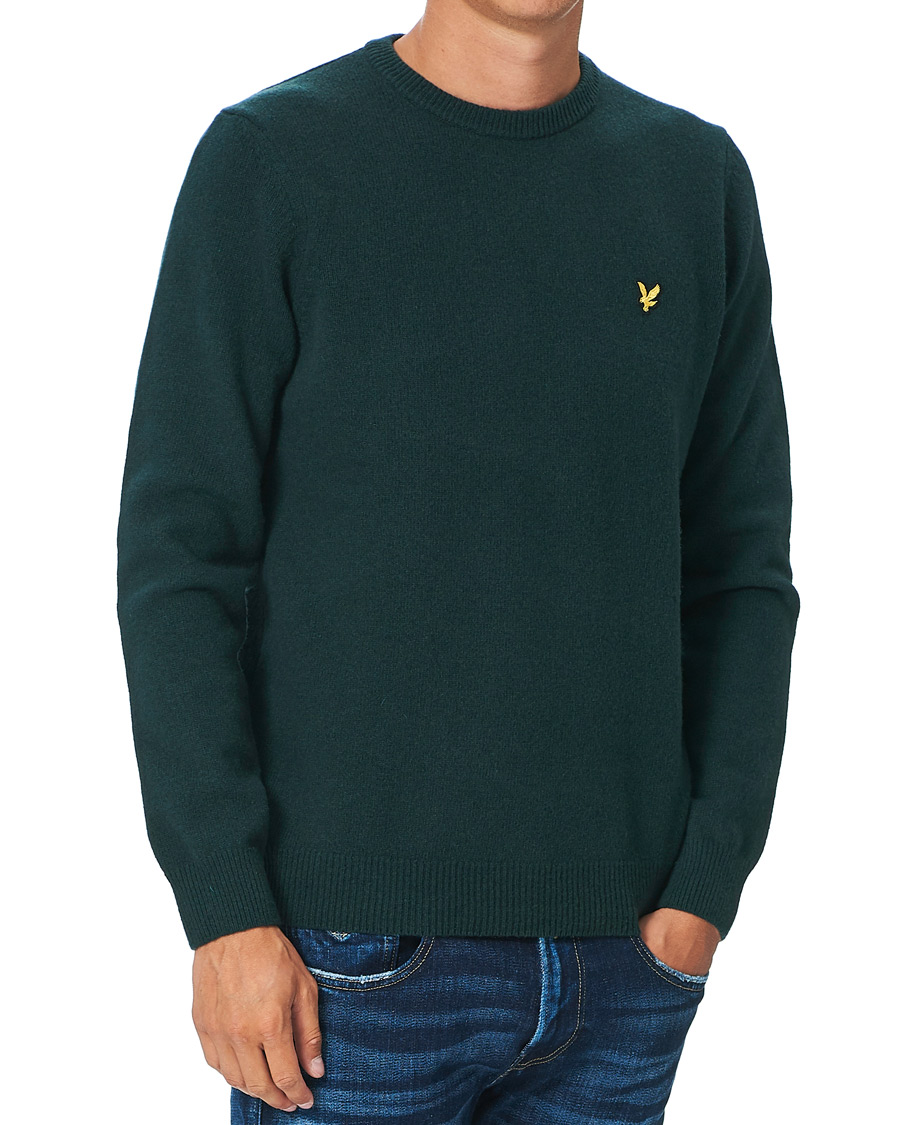 Herre | Gensere | Lyle & Scott | Lambswool Crew Neck Pullover Dark Green Marl