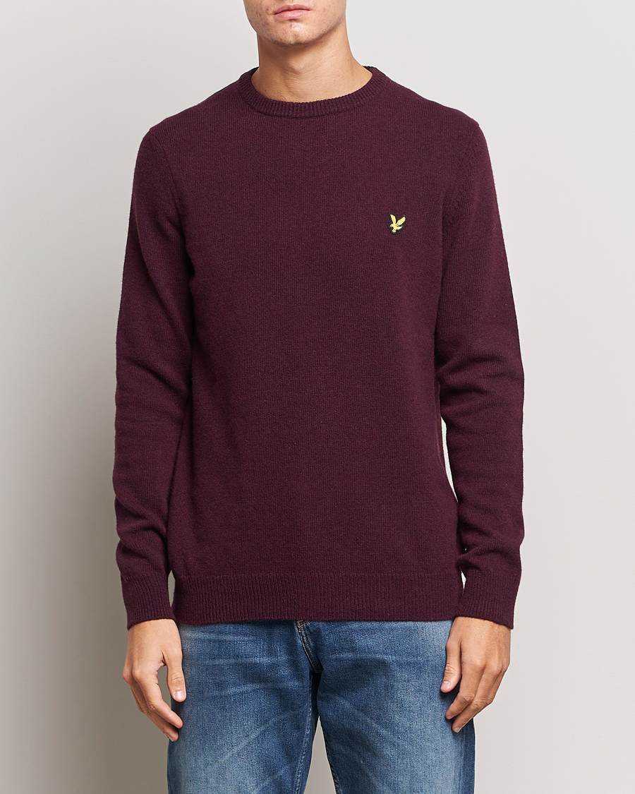 Herre | Gensere | Lyle & Scott | Lambswool Crew Neck Pullover Burgundy Marl
