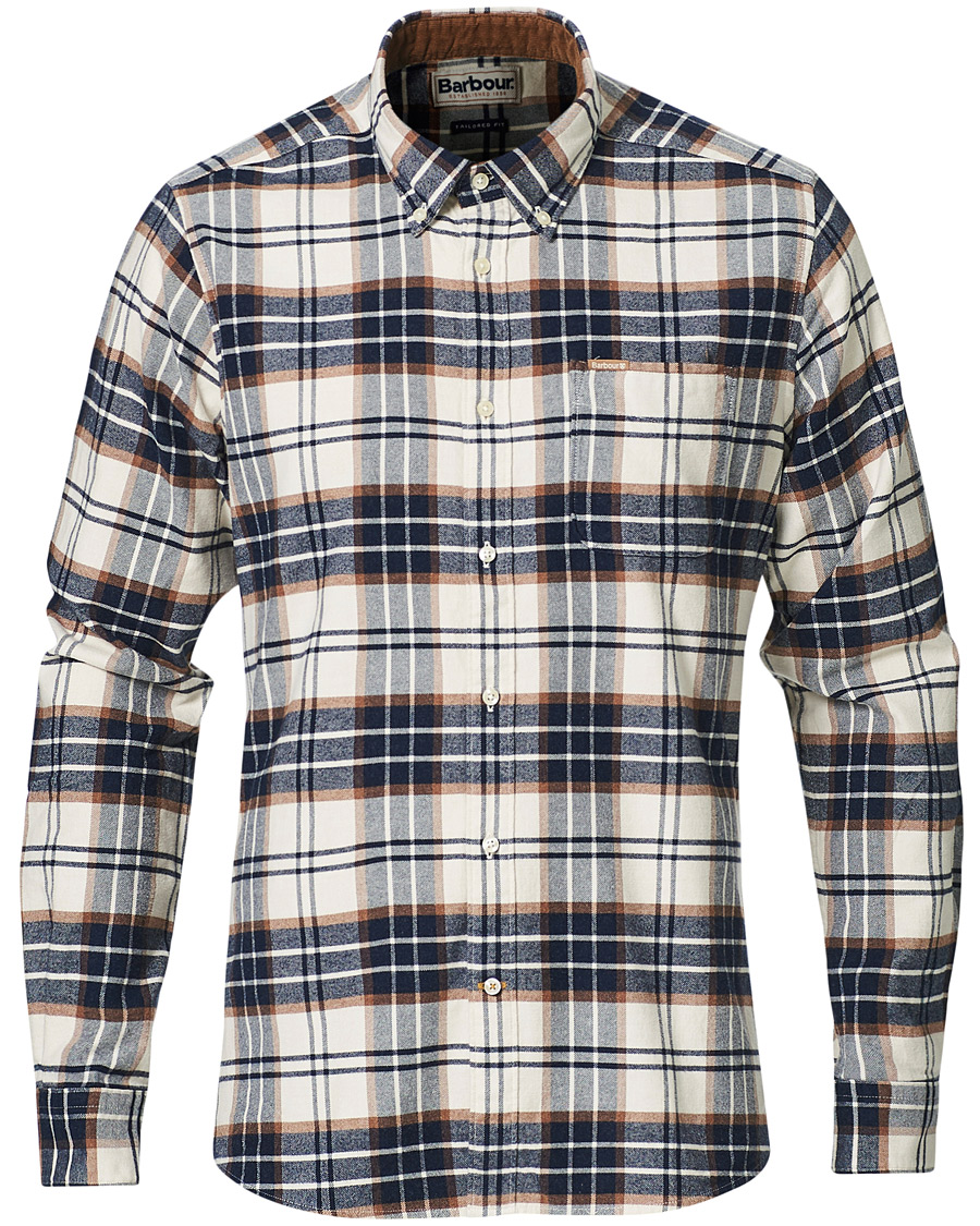 Herre | Skjorter | Barbour Lifestyle | Portdown Flannel Check Shirt Ecru