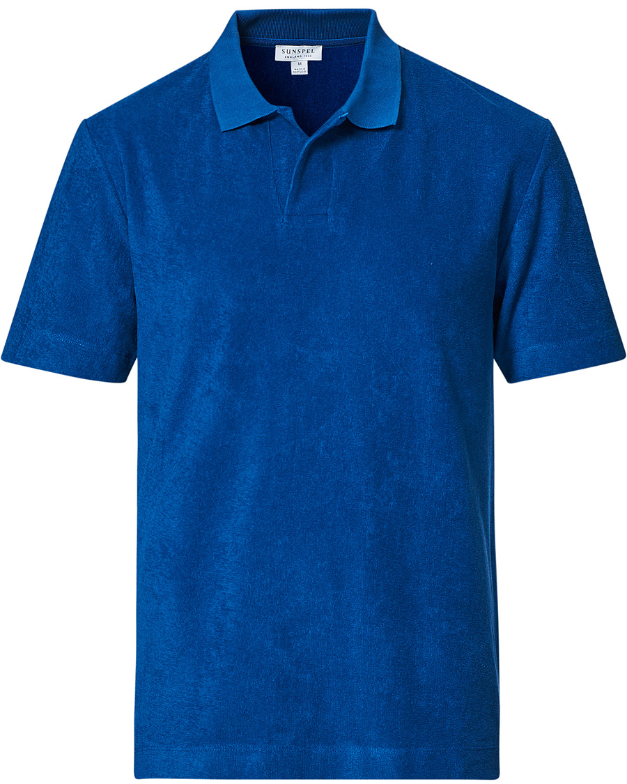 Herre | Pikéer | Sunspel | Organic Cotton Towelling Polo Blue