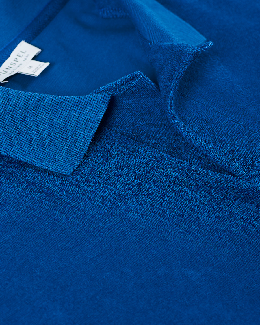 Herre | Pikéer | Sunspel | Organic Cotton Towelling Polo Blue