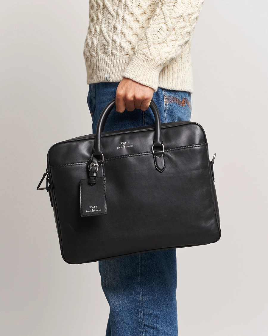 Herre | Preppy Authentic | Polo Ralph Lauren | Leather Commuter Bag  Black