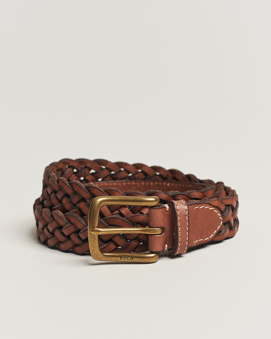 Herre | Belter | Polo Ralph Lauren | Leather Braided Belt Saddle Brown
