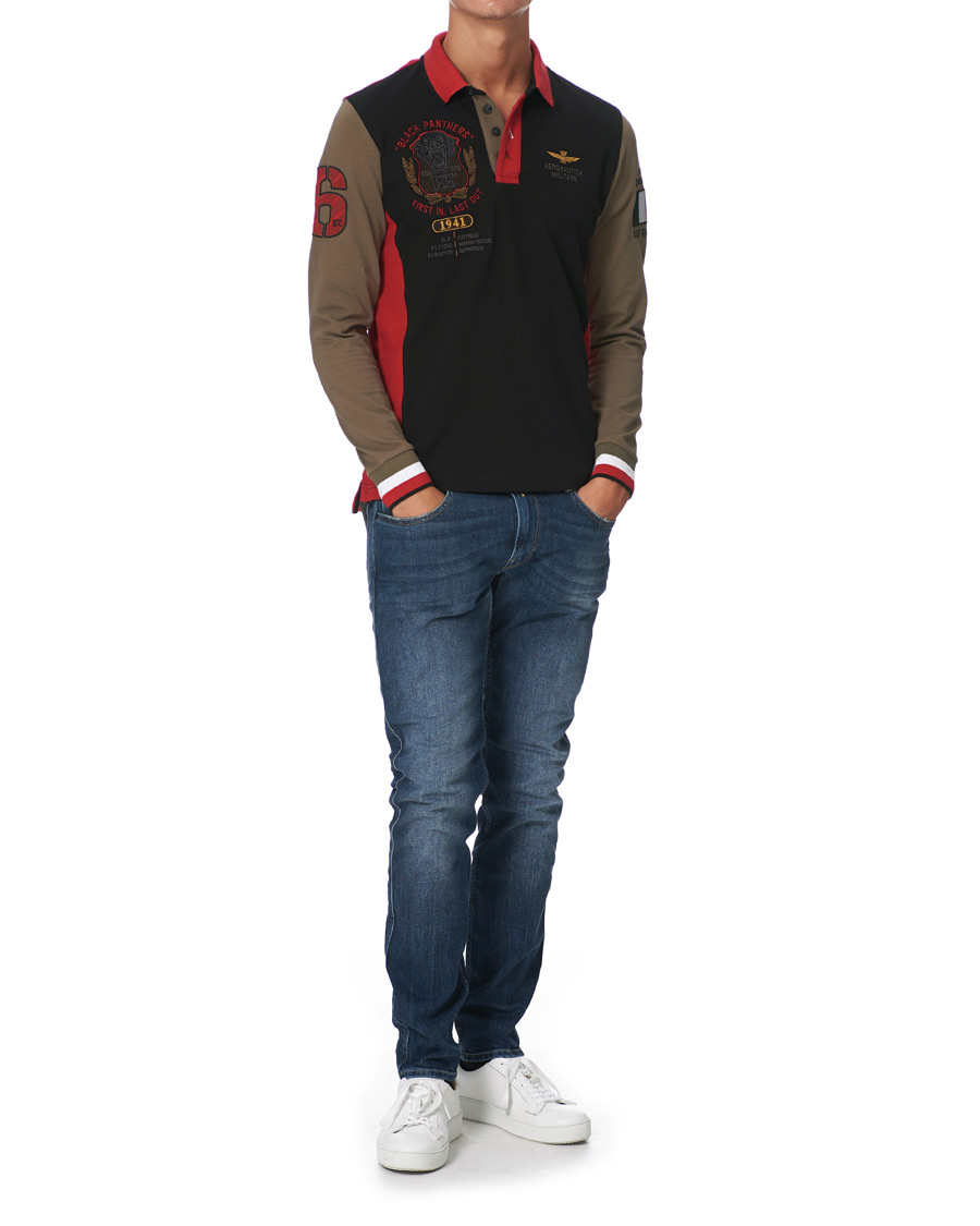 Herre | Gensere | Aeronautica Militare | Long Sleve Logo Polo Military/Black/Red