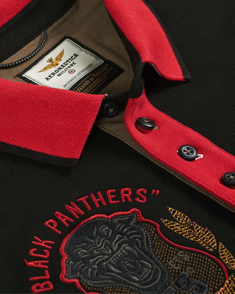 Herre | Gensere | Aeronautica Militare | Long Sleve Logo Polo Military/Black/Red