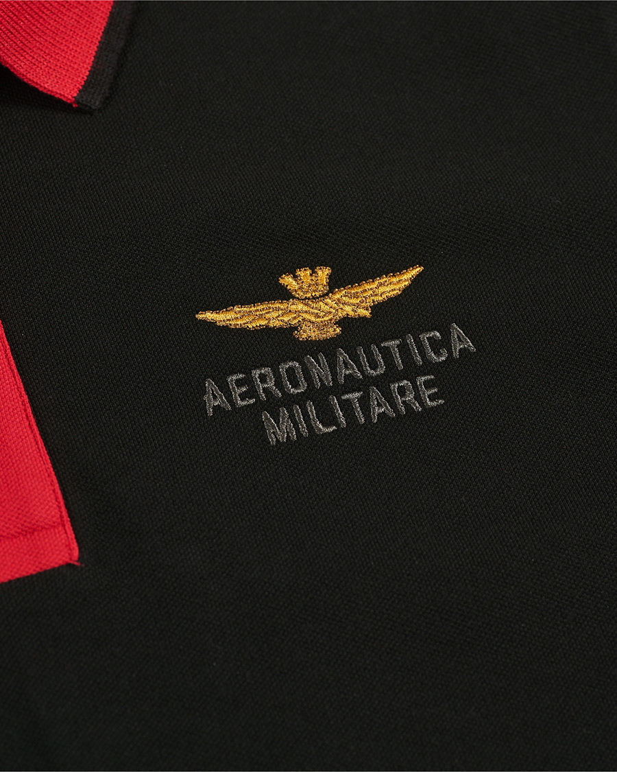 Herre | Gensere | Aeronautica Militare | Long Sleve Logo Polo Military/Black/Red