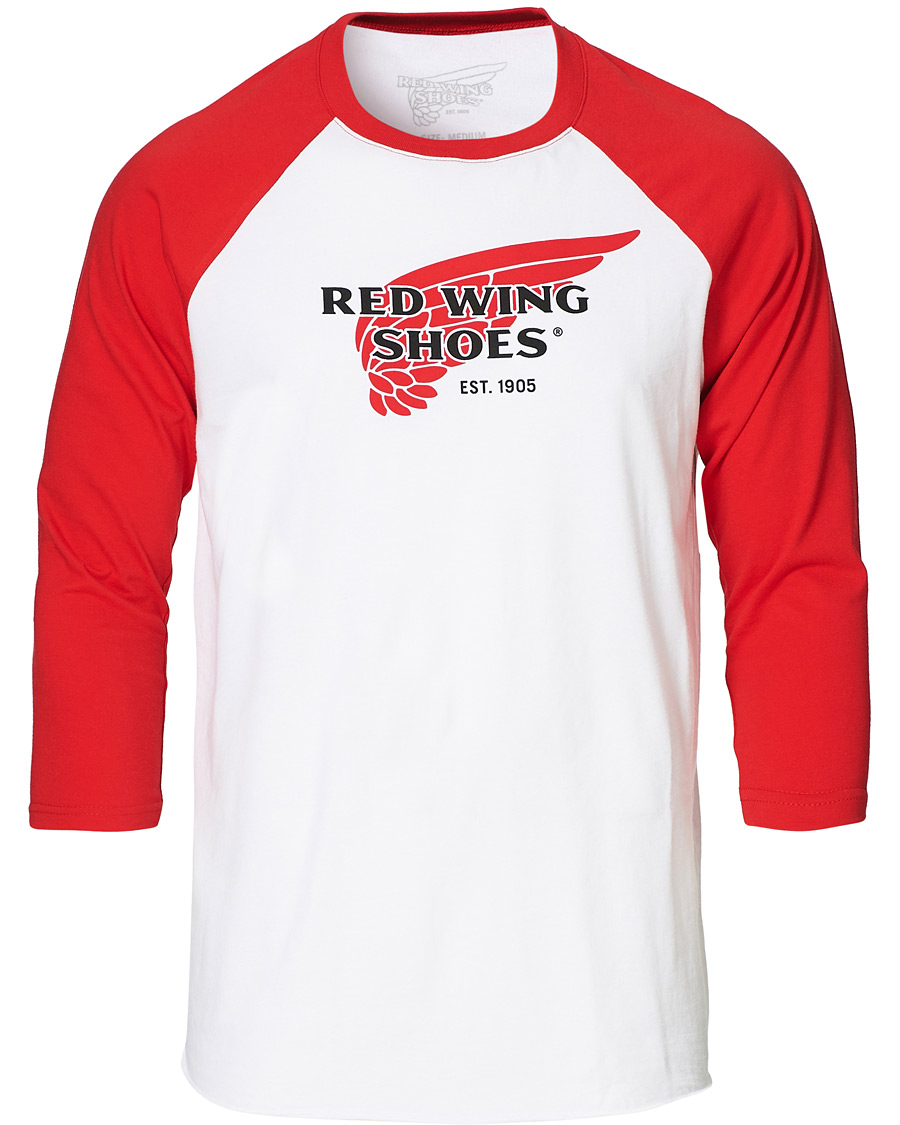 Herre | T-Shirts | Red Wing Shoes | 3/4 Sleeve Baseball Logo T-shirt Red/White