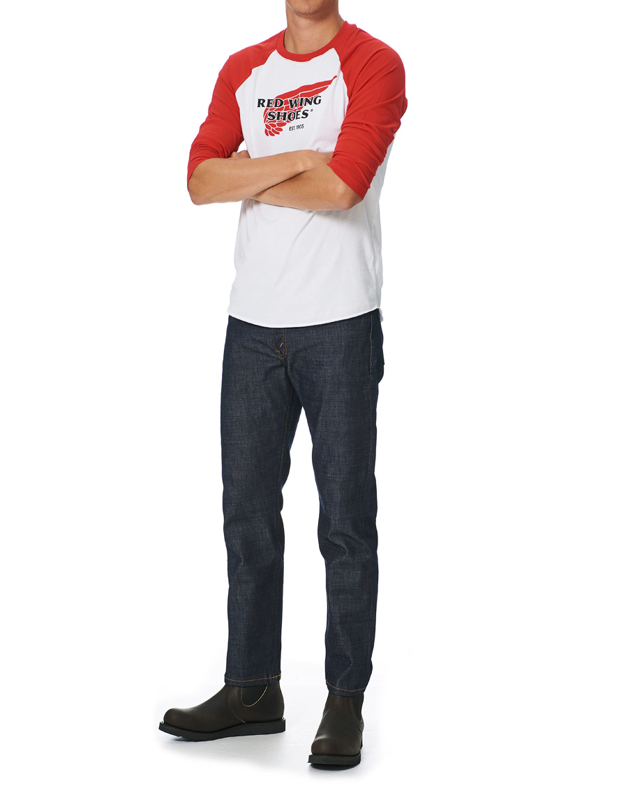 Herre | T-Shirts | Red Wing Shoes | 3/4 Sleeve Baseball Logo T-shirt Red/White
