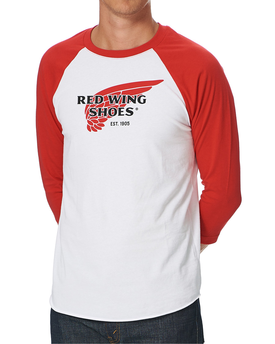 Herre | T-Shirts | Red Wing Shoes | 3/4 Sleeve Baseball Logo T-shirt Red/White