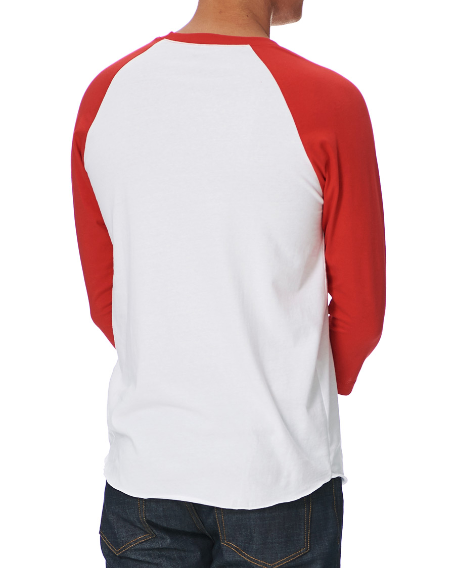 Herre | T-Shirts | Red Wing Shoes | 3/4 Sleeve Baseball Logo T-shirt Red/White