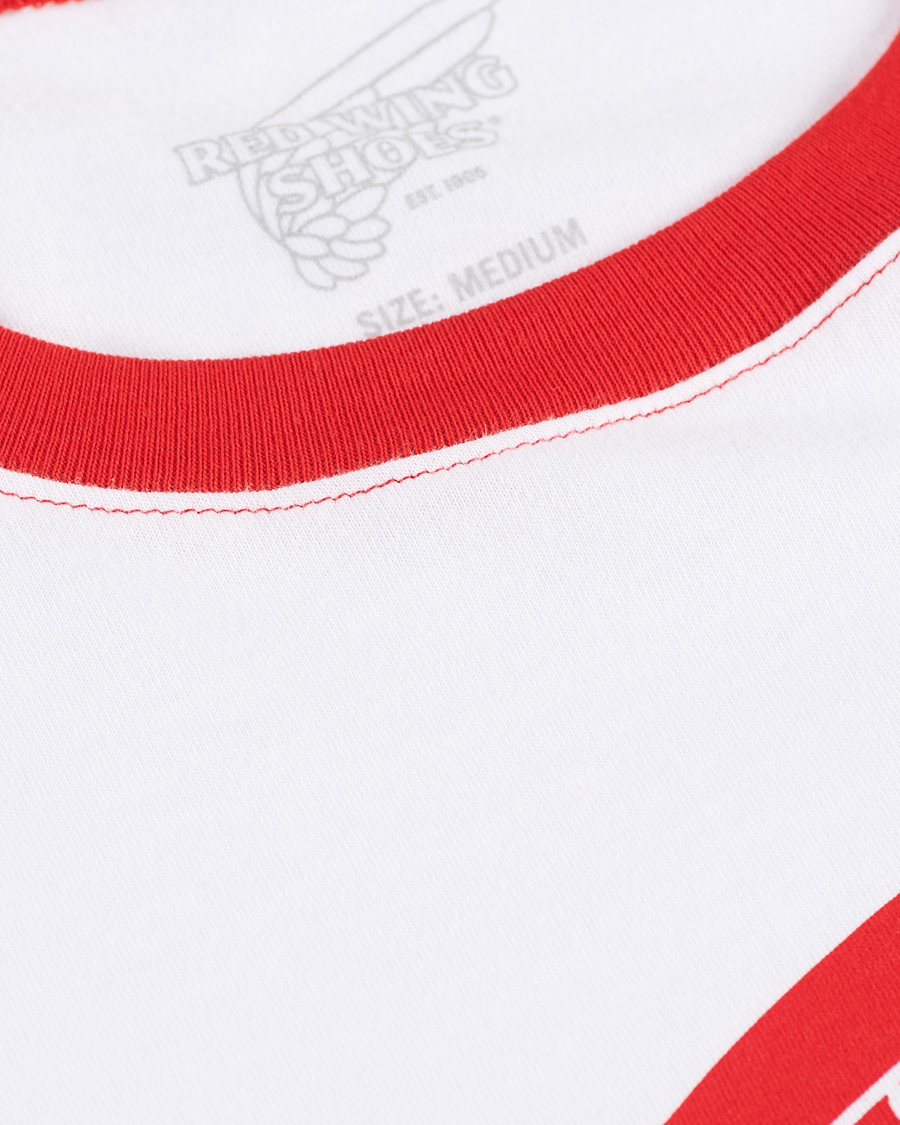 Herre | T-Shirts | Red Wing Shoes | 3/4 Sleeve Baseball Logo T-shirt Red/White