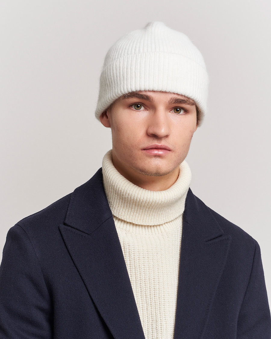 Herre | Luer | Le Bonnet | Lambswool/Caregora Beanie Snow