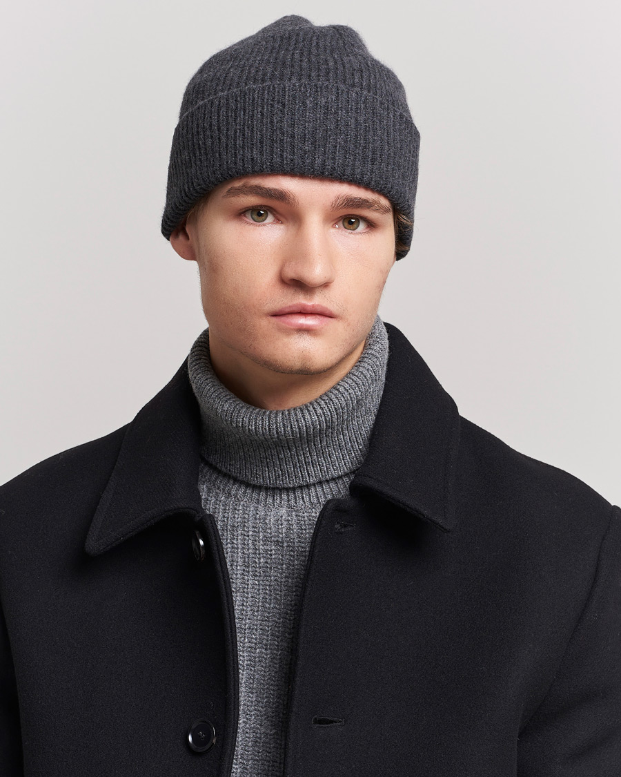 Herre | Huer | Le Bonnet | Lambswool/Caregora Beanie Graphite