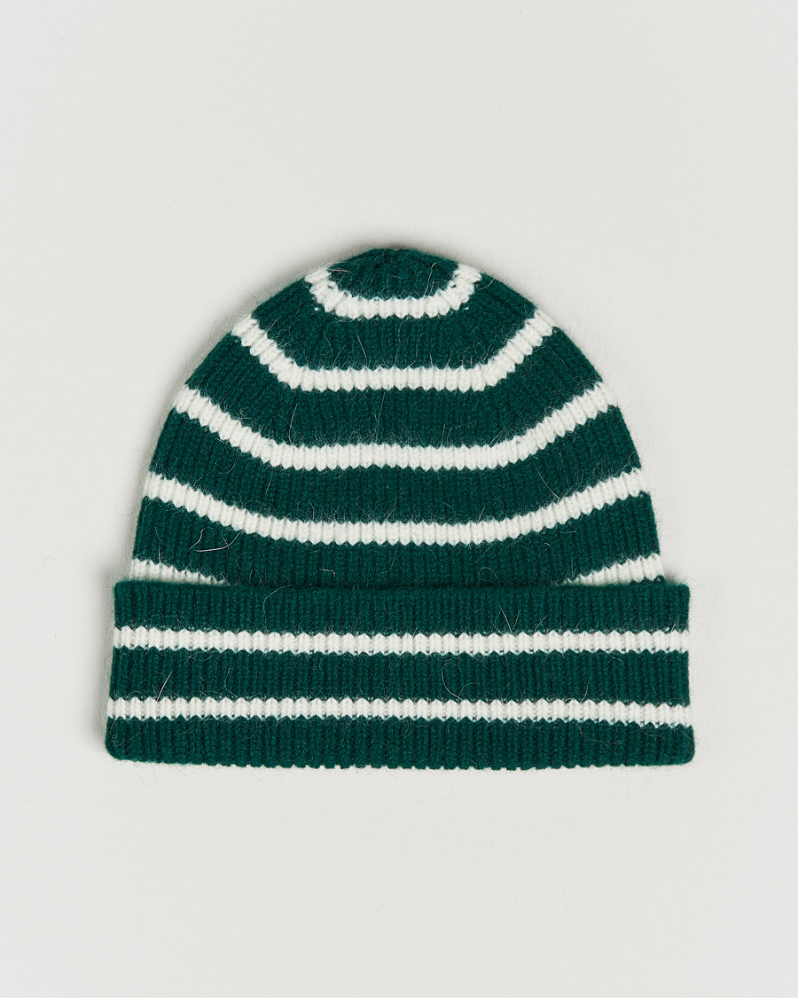 Herre | Luer | Le Bonnet | Lambswool/Caregora Beanie Moss Strip