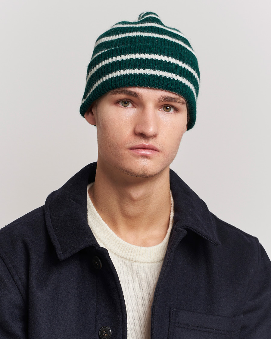 Herre | Avdelinger | Le Bonnet | Lambswool/Caregora Beanie Moss Strip