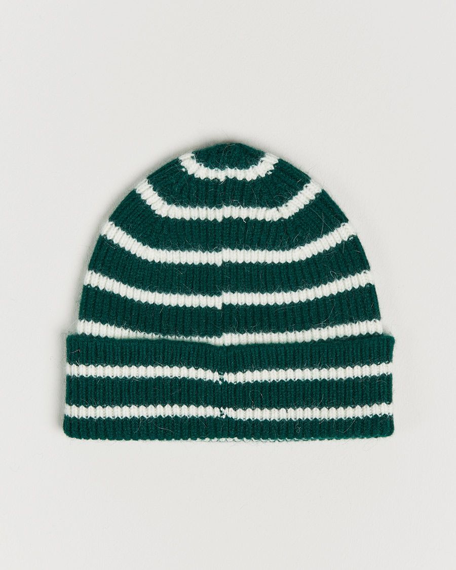 Herre | Luer | Le Bonnet | Lambswool/Caregora Beanie Moss Strip
