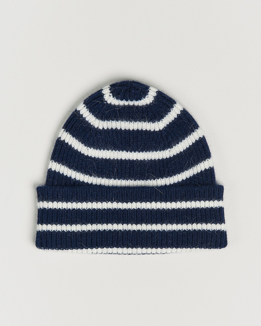 Herre | Le Bonnet Lambswool/Caregora Beanie Midnight Stripe | Le Bonnet | Lambswool/Caregora Beanie Midnight Stripe