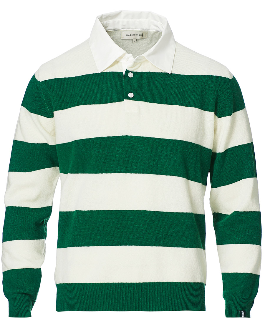 Herre | Gensere | Mackintosh | Knitted Wool Rugby Sweater Green/White