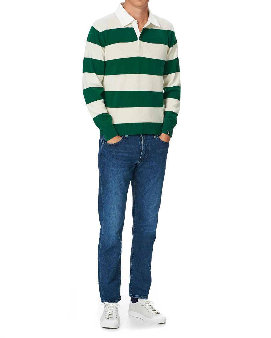 Herre | Gensere | Mackintosh | Knitted Wool Rugby Sweater Green/White