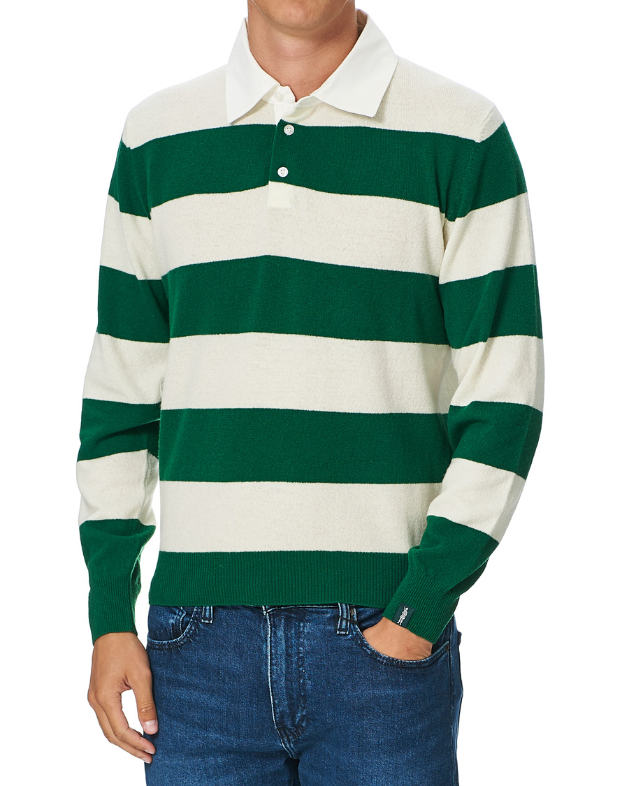 Herre | Gensere | Mackintosh | Knitted Wool Rugby Sweater Green/White