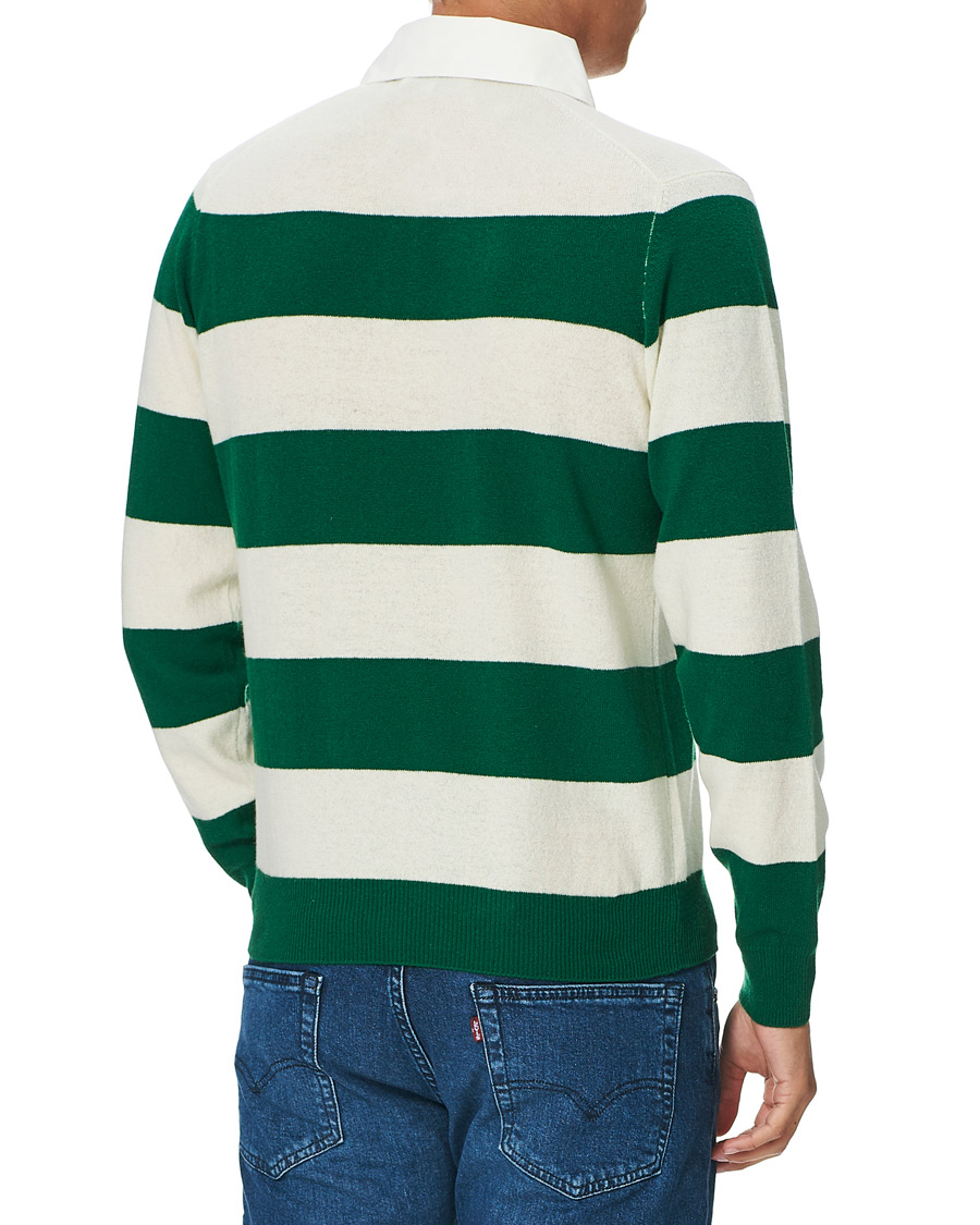 Herre | Gensere | Mackintosh | Knitted Wool Rugby Sweater Green/White