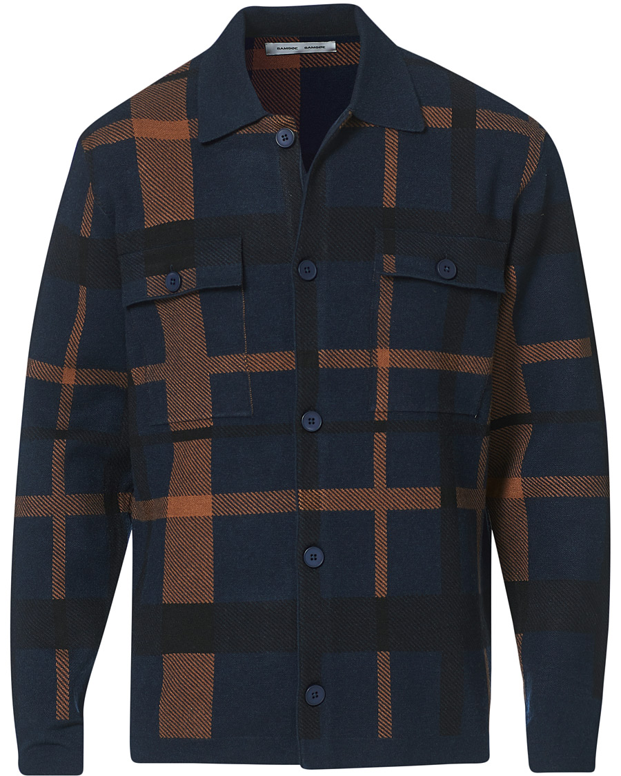 Herre | Gensere | Samsøe Samsøe | Samsøe & Samsøe Ryder Checked Cardigan Sky Captain