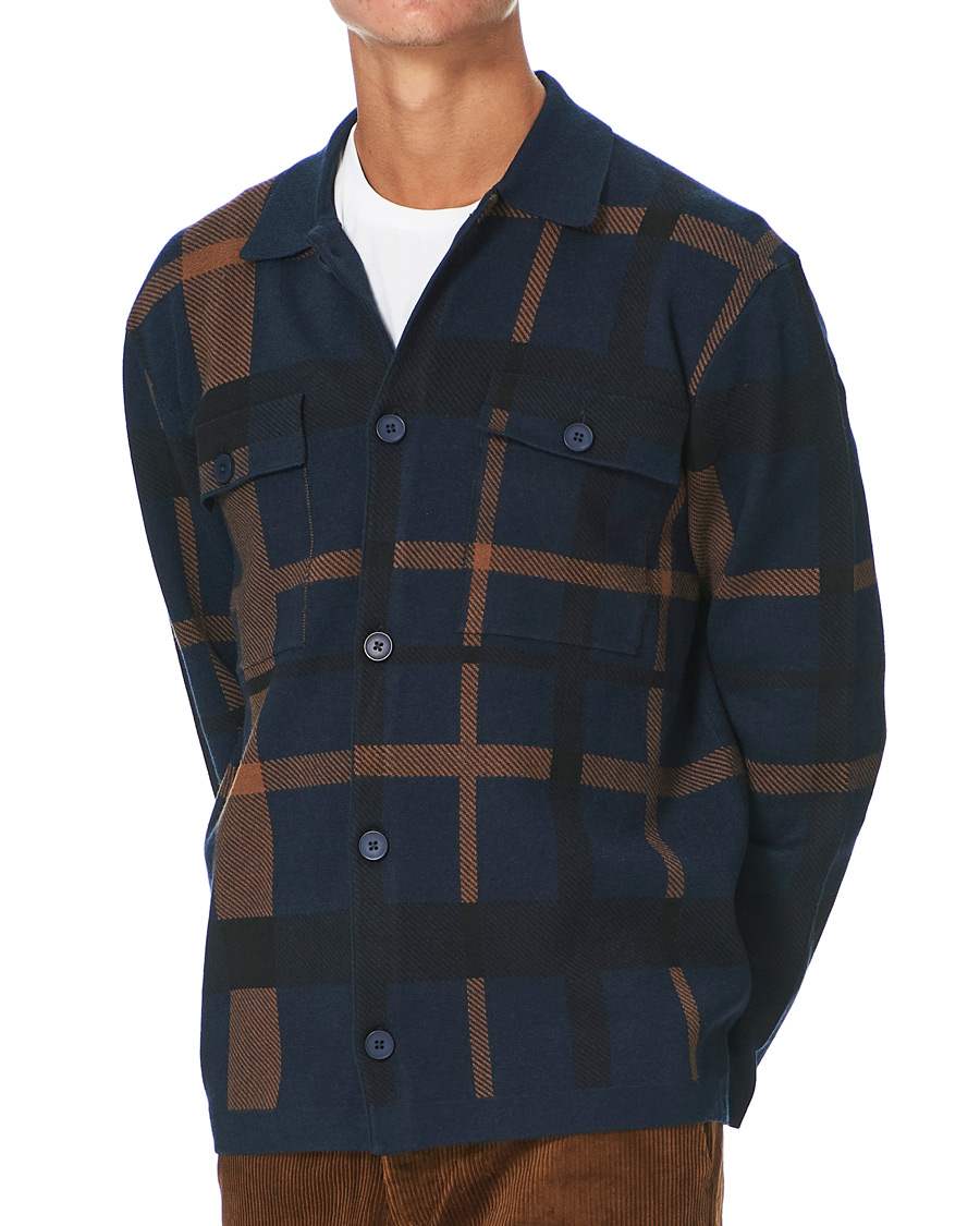 Herre | Gensere | Samsøe Samsøe | Samsøe & Samsøe Ryder Checked Cardigan Sky Captain
