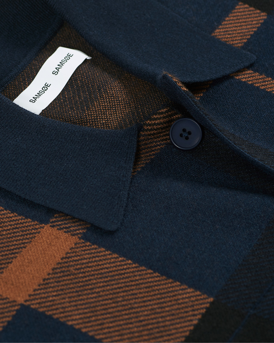 Herre | Gensere | Samsøe Samsøe | Samsøe & Samsøe Ryder Checked Cardigan Sky Captain