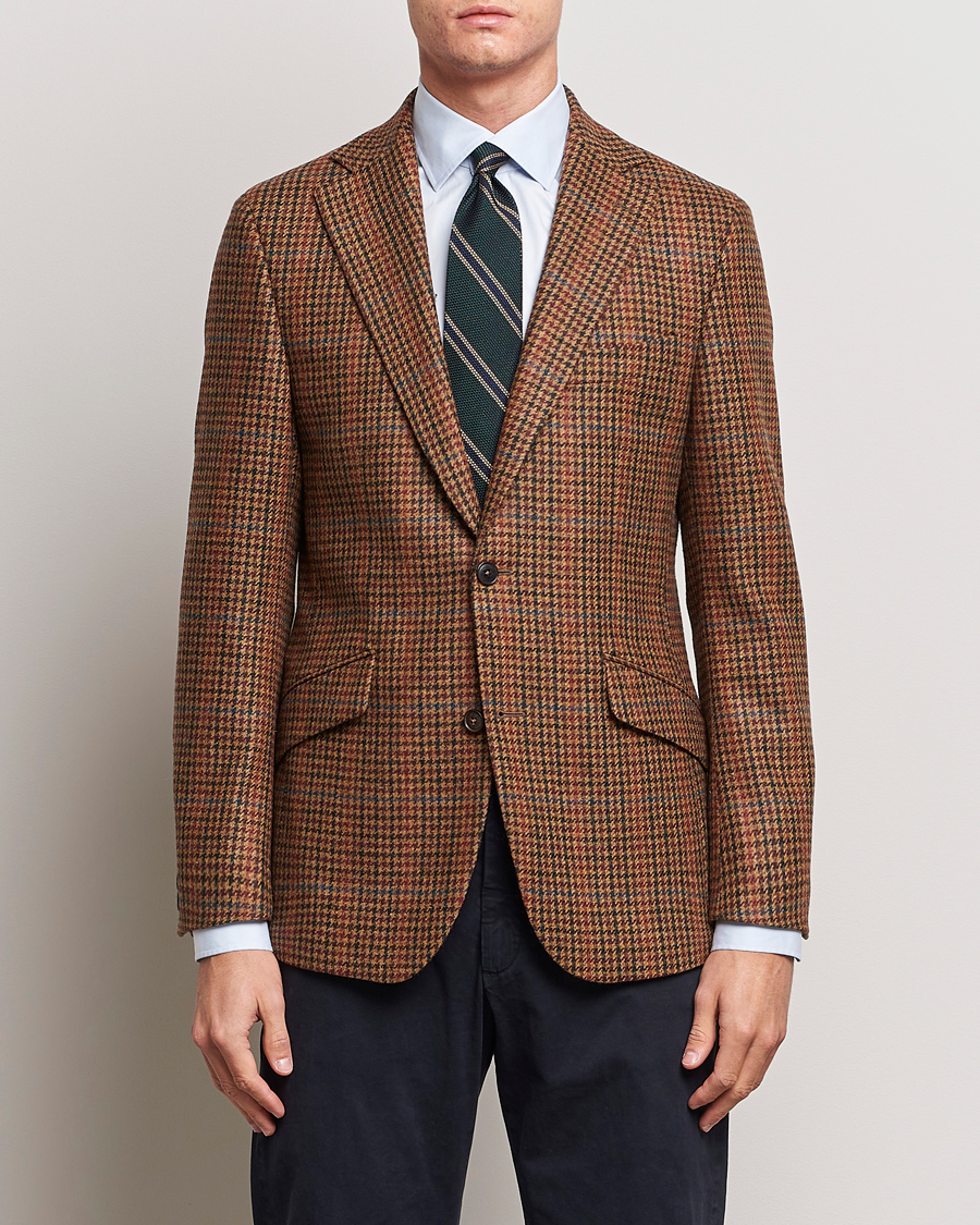 Herre |  | Walker Slater | Edward Lambswool Houndstooth Blazer Tan