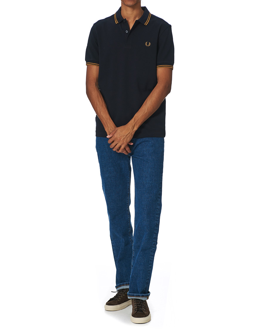 Herre | Pikéer | Fred Perry | Twin Tip Polo Navy/Dark Caramel