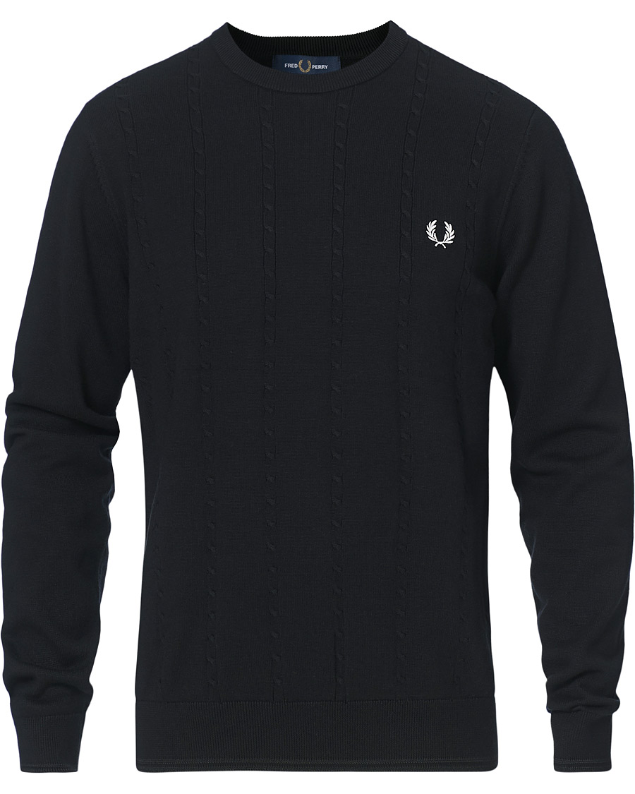 Herre | Gensere | Fred Perry | Cable Knit Crew Neck Jumper Black