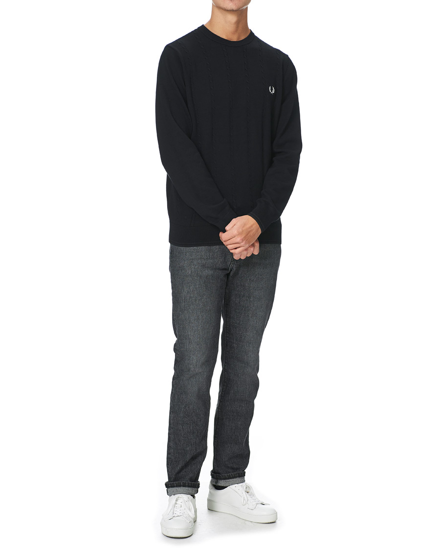 Herre | Gensere | Fred Perry | Cable Knit Crew Neck Jumper Black