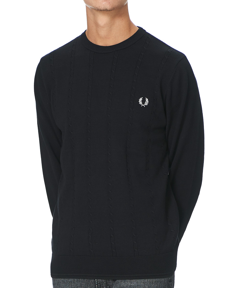 Herre | Gensere | Fred Perry | Cable Knit Crew Neck Jumper Black